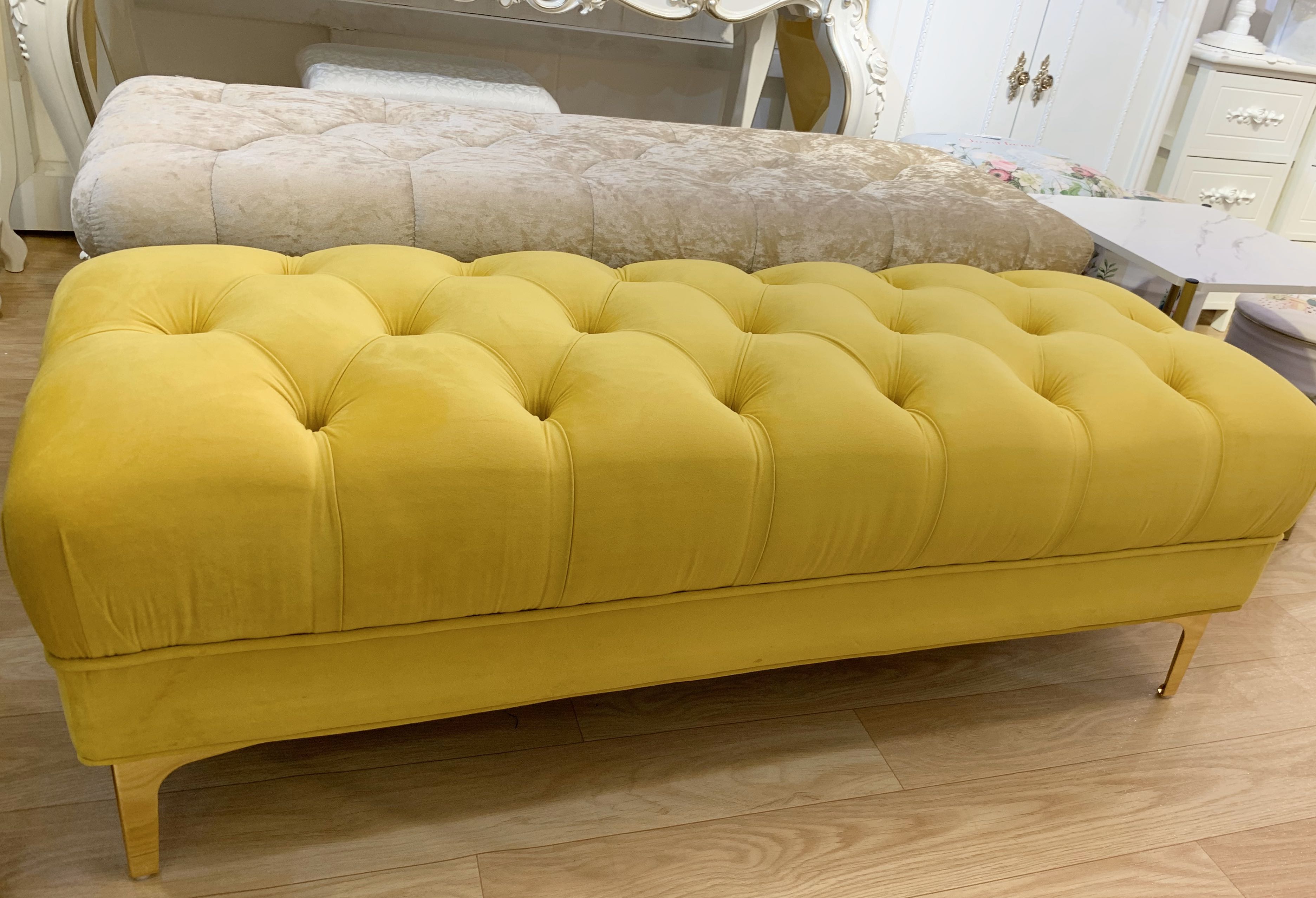 Mustard yellow sales ottoman bench