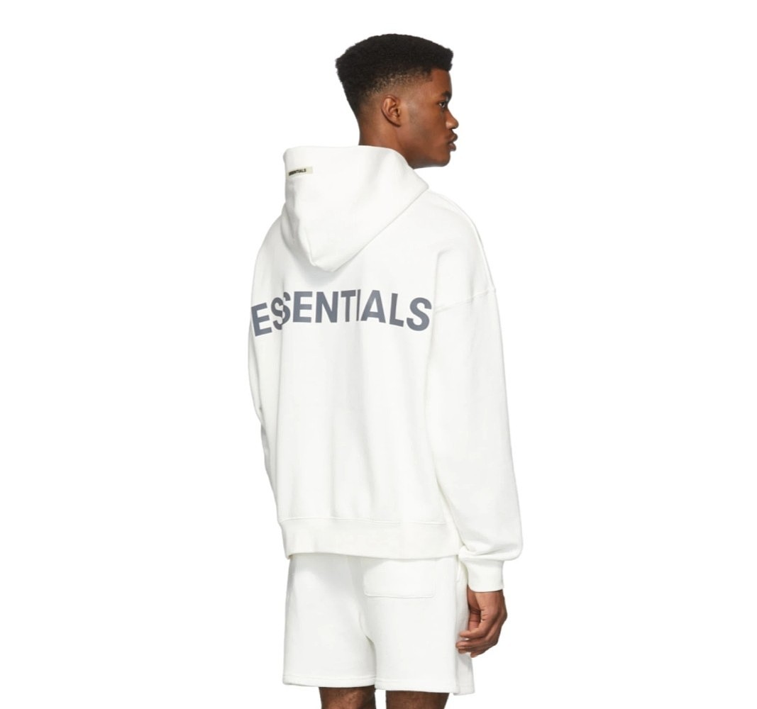 FOG Essentials SS20 reflective white hoodie, Men's Fashion, Tops ...