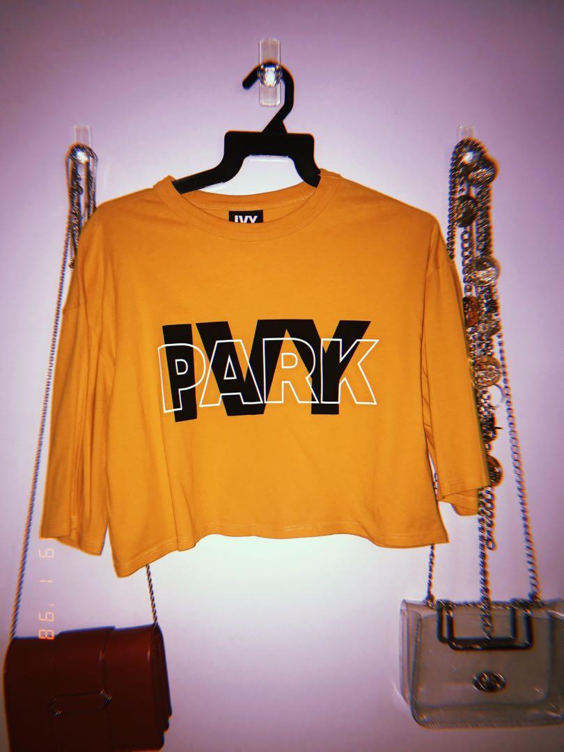 Ivy Park Yellow Graphic Crop Top Women s Fashion Tops Other