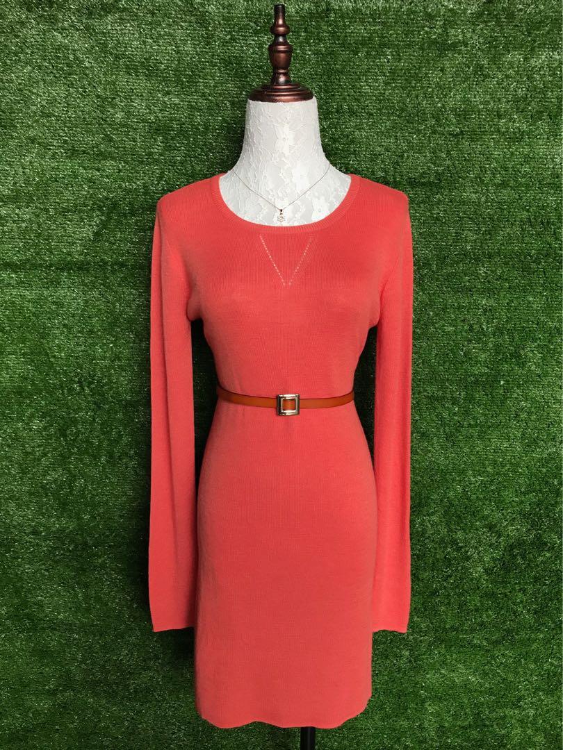 Knitted orange dress, Women's Fashion, Dresses & Sets, Dresses on Carousell