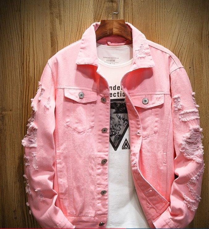 Men's Medium Size Ripped Denim Jacket, Men's Fashion, Coats, Jackets