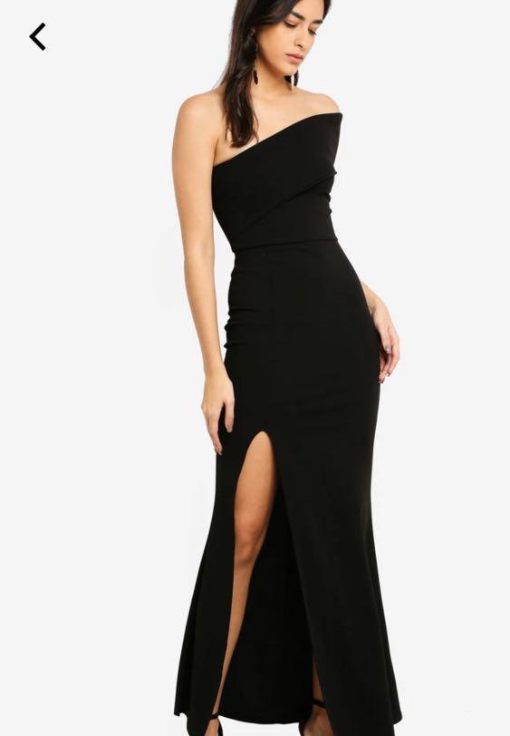 Black one shoulder maxi dress missguided shop