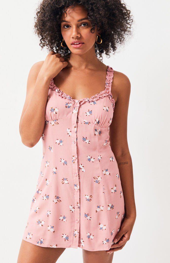 la hearts ruffle linen mini dress