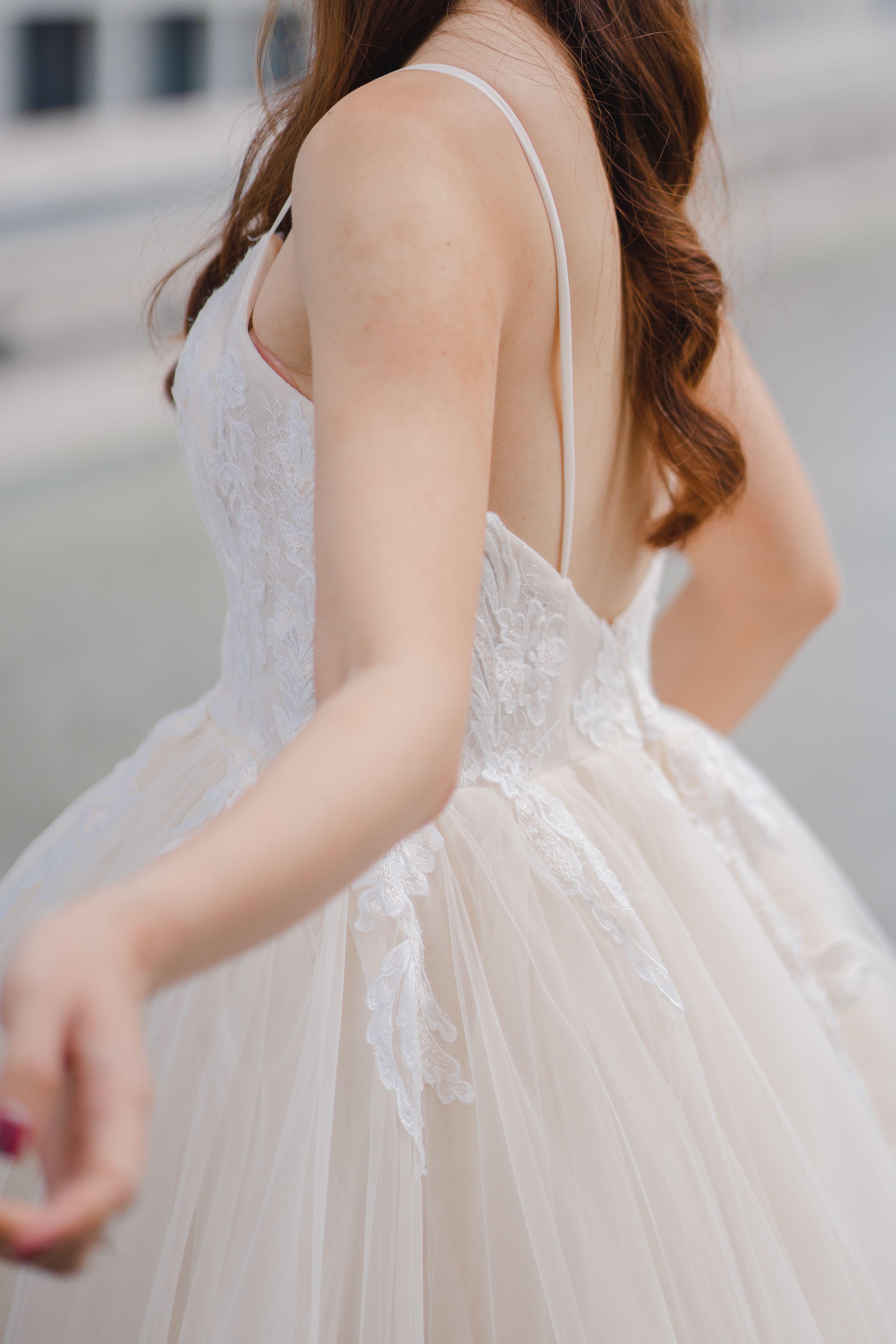 chiffon princess wedding dress