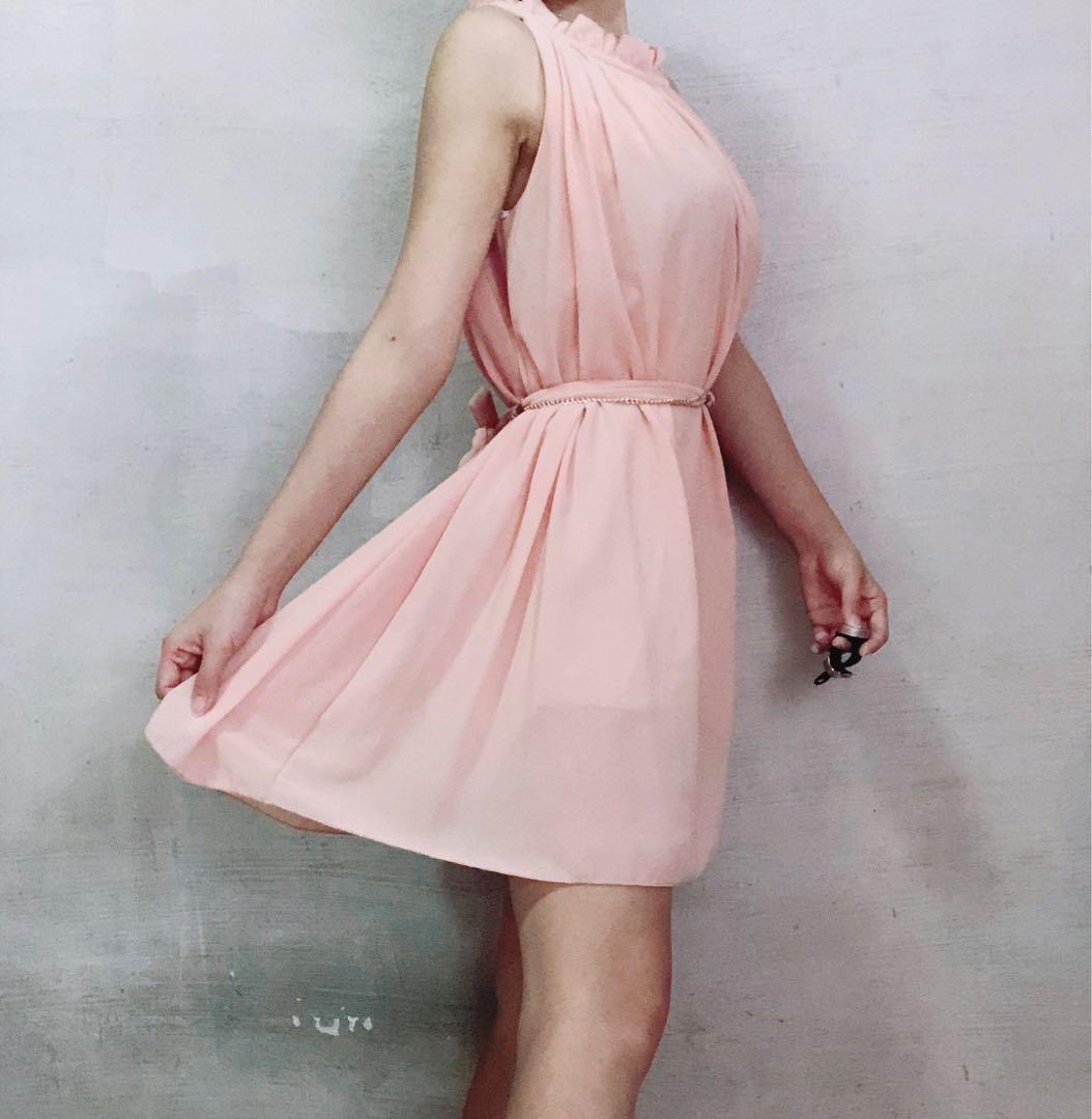 Slimming One Piece Dress Peach Women S Fashion Clothes Dresses Skirts On Carousell