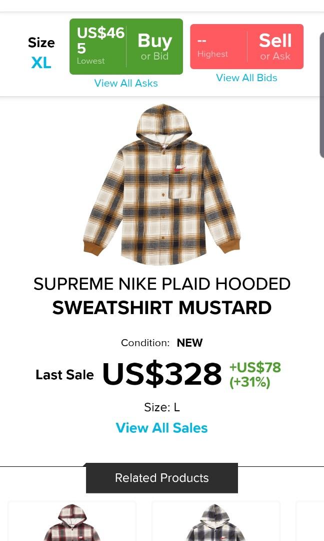 Supreme nike plaid hooded sweatshirt hot sale