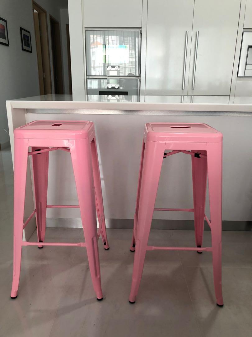 Pink metal 2025 bar stool