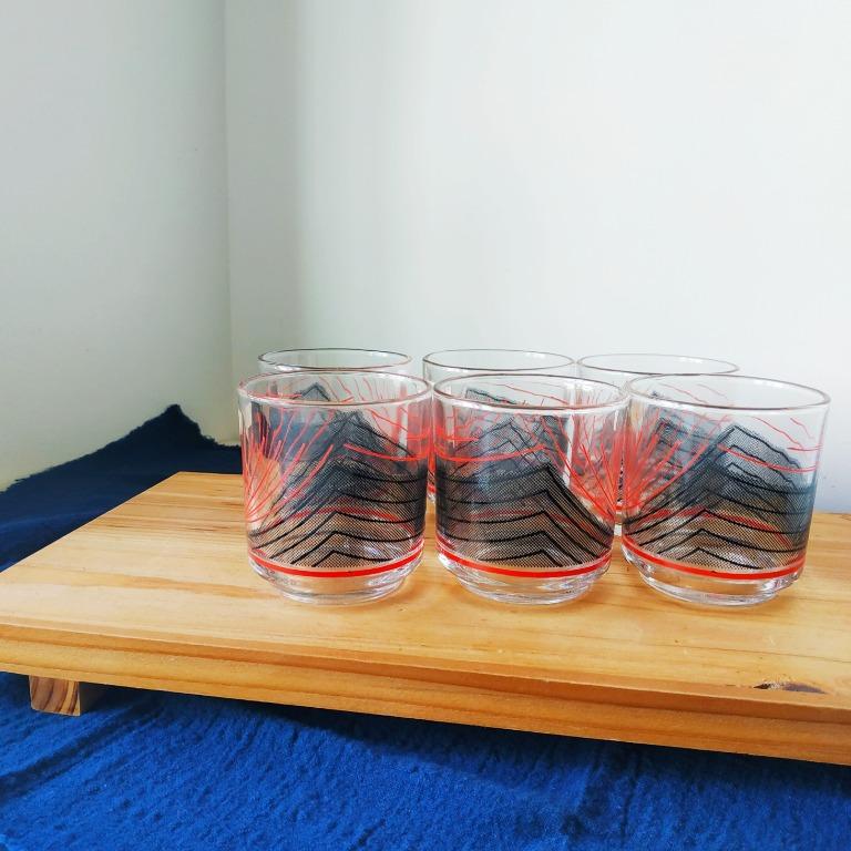Vintage Japanese Kanebo Glassware 80s Setof6 Drinking Glasses