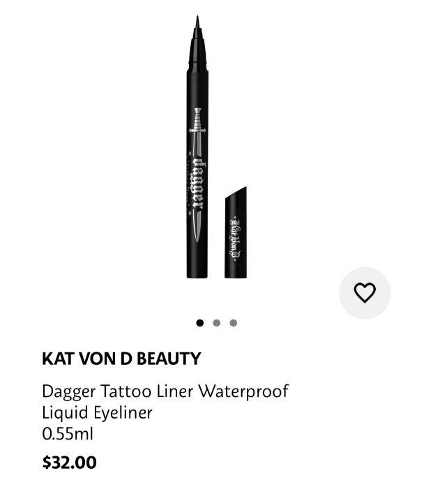 BNIB Kat Von D Dagger Tattoo Liner Eyeliner Trooper Black, Beauty