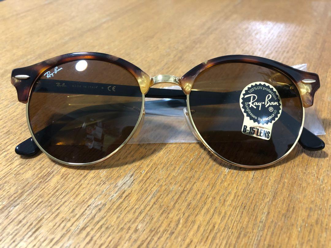 BNIB Ray Ban RB4246 Clubmaster Round Sunglasses in Spotted Brown Havana Brown