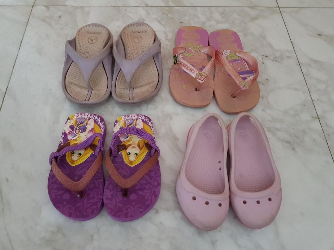 Bundle of 4 X Pairs of Toddler Girl Slippers Sandals Shoes Babies