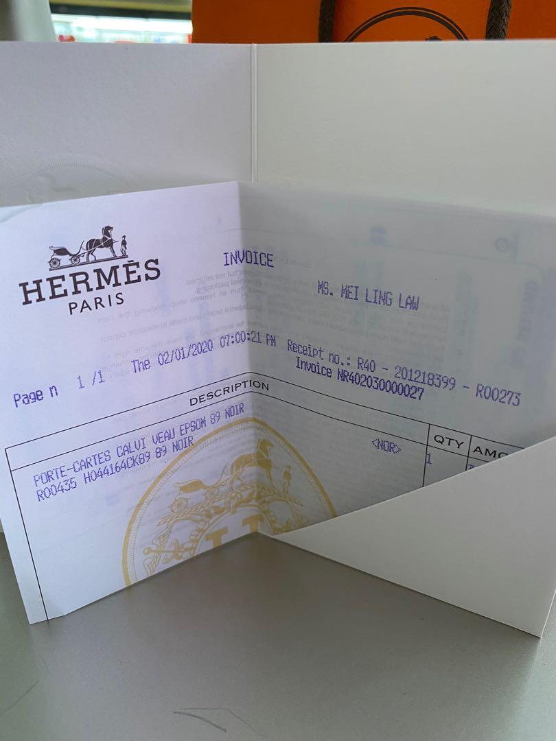 Hermes Calvi Card Holder Epsom Palladium Noir H044164CK89