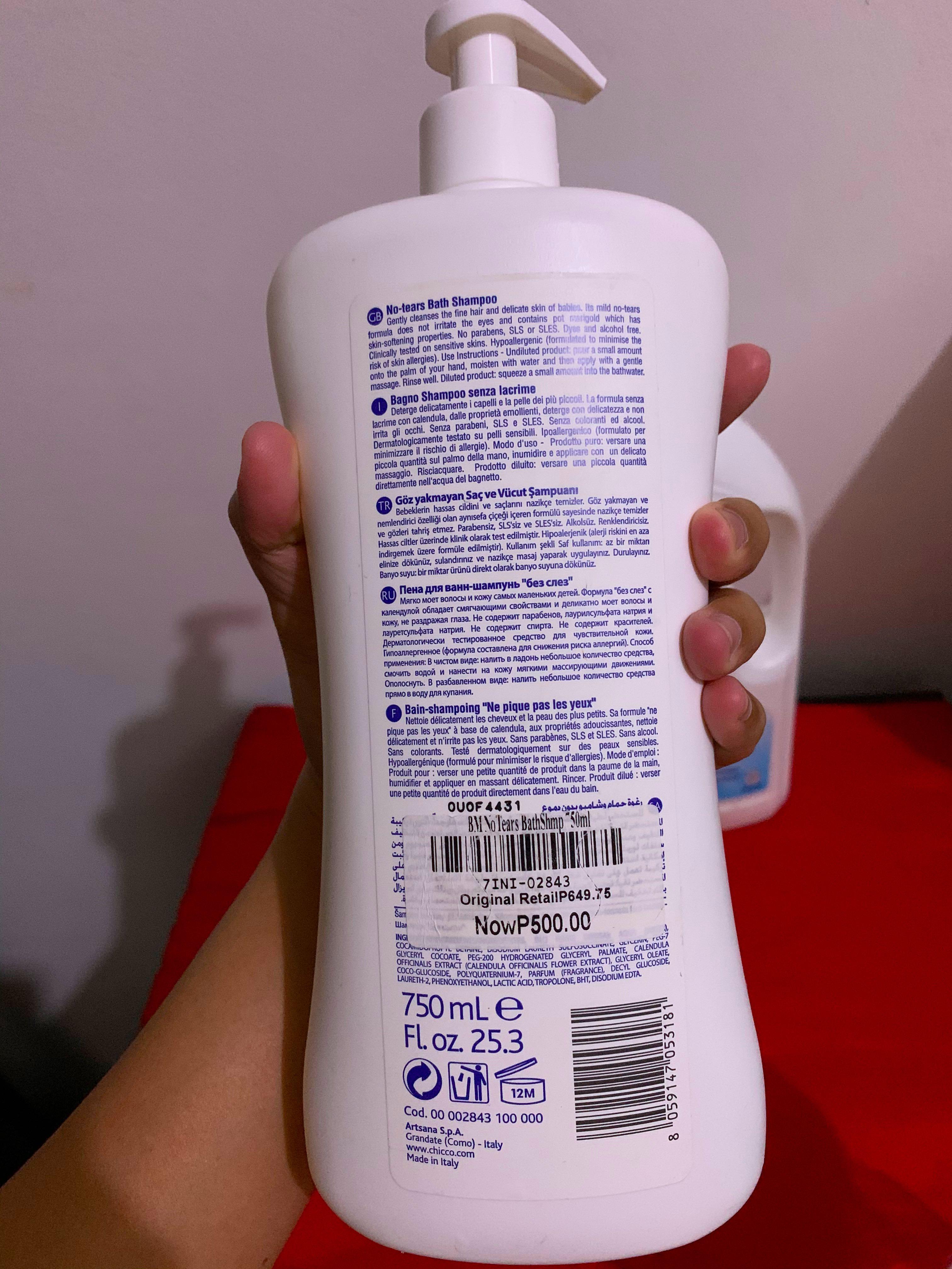 Chicco Bath Shampoo (Category: Baby Toiletries & Grooming) located in Manila. Submitted by caspercuerdo (Listing ID 273800139, Image 2). Description: Hello! Selling my baby’s Chicco No-Tears Bath Shampoo (used twice, about 70-80% remaining). Please see other photos for more details! 😊 RFS: Her ninang gave us Mustela products as a gift and mas gusto namin yung amoy 😅.