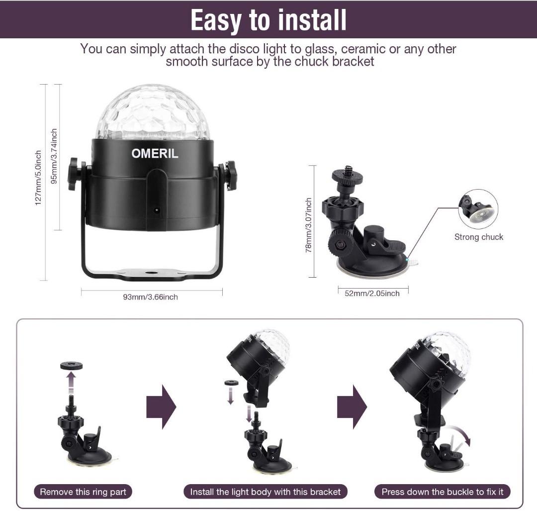 Sound Activated Mini Disco Ball Party Lights With Remote, Perfect For