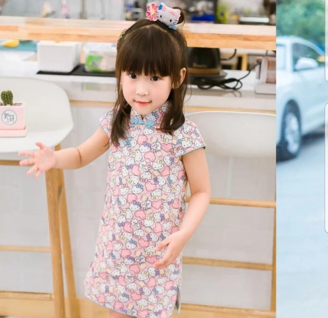 Girl CNY cheongsam red cherry blossom Hello kitty My melody dress Babies Kids Babies Kids Fashion on Carousell