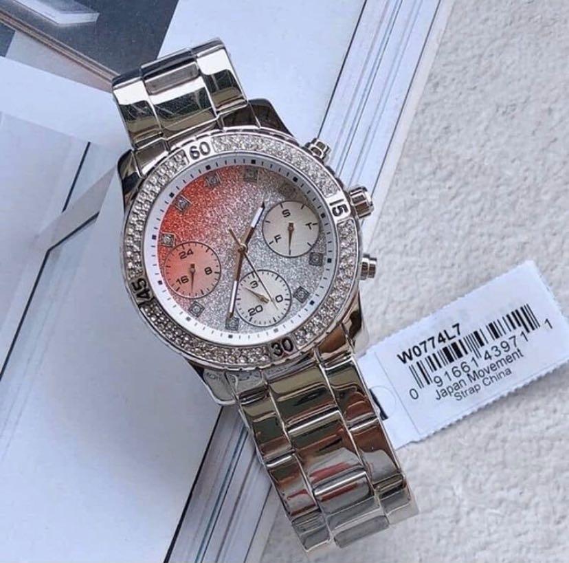 Guess Confetti Crystal Red Dial Ladies Watch W0774L7 Women s