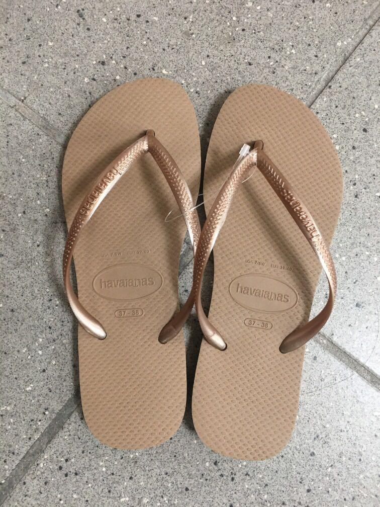 havaianas slippers rose gold