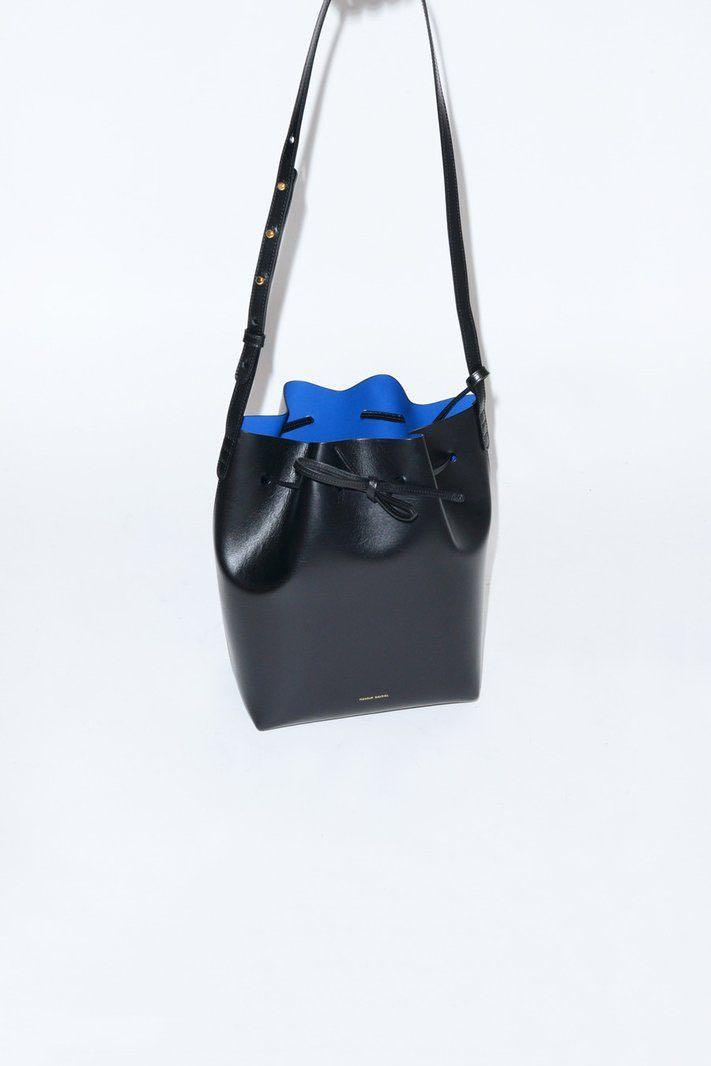 NEW Mansur Gavriel mini bucket bag in black royal blue
