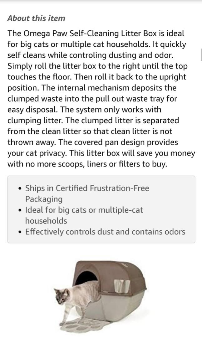 Omega Paw Large Elite Self Cleaning Litter Box Black