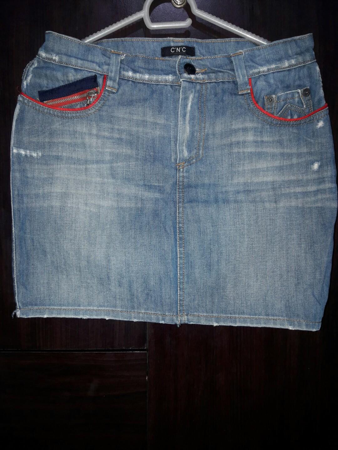 pencil cut denim skirt