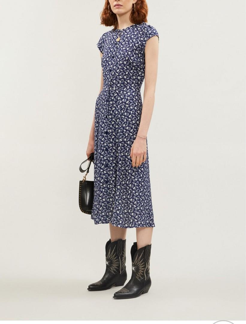 fauna front button midi dress reformation