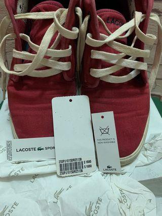 正品專櫃購買 Lacoste 鱷魚 紅色帆布休閒 女鞋 #防疫