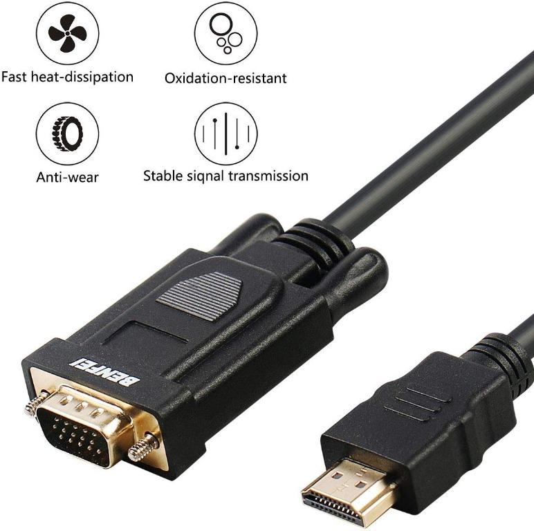 4139) Benfei HDMI to VGA, Benfei GoldPlated HDMI to VGA 6 Feet Cable