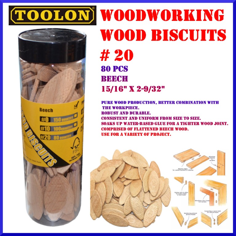 80pcs Pack TOOLON Wood Biscuits 20 Woodworking Wood Biscuits