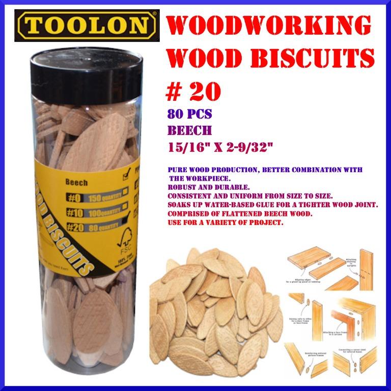 80pcs Pack TOOLON Wood Biscuits 20 Woodworking Wood Biscuits