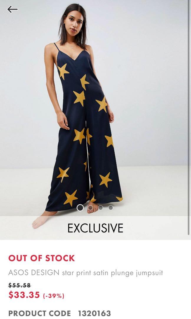 Satin plunge jumpsuit Clearance
