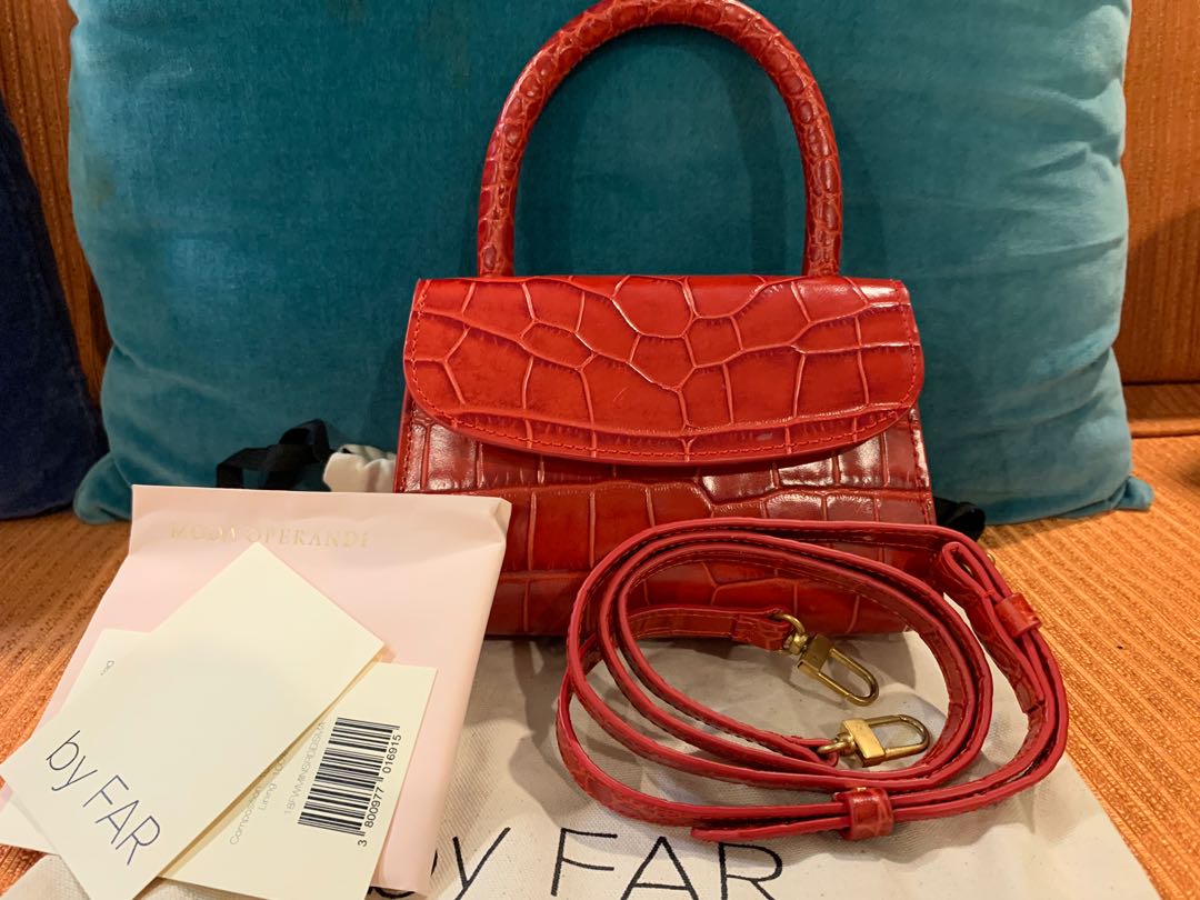 By far croc embossed mini bag complete