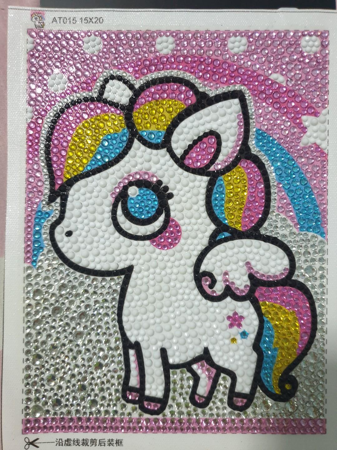 Completed White Horse 5d Diamond Painting Design Craft