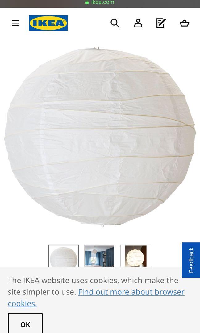 Ikea Regolit Pendant lamp shade, white, 45 cm, Furniture & Home Living