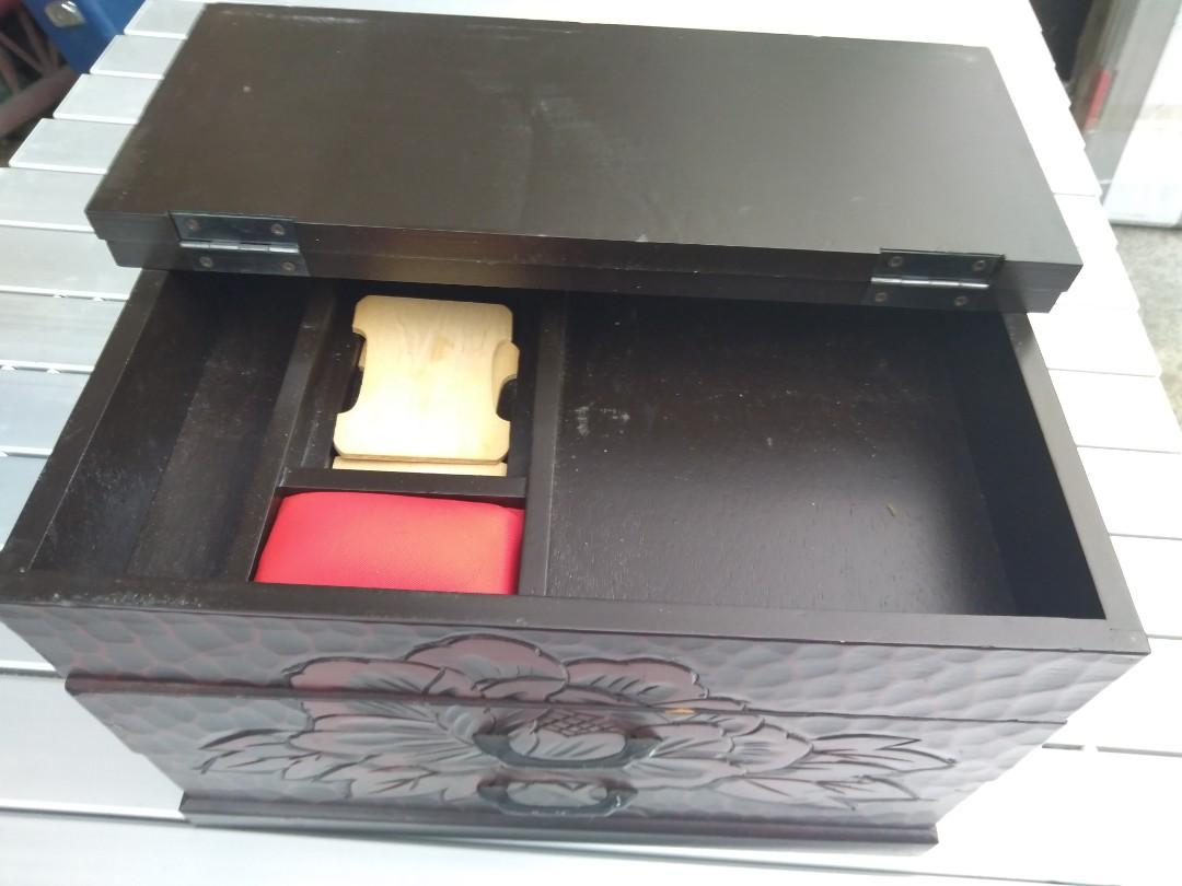 Mini wooden drawer sewing box sewing kit (Category: Storage Boxes & Baskets) located in Malabon City. Submitted by immortalpicker (Listing ID 273999334, Image 3). Description: Mini wooden drawer box sewing box H= 8 inches L=. 11 3/4 Inches W=. 7 3/4 Inches Material made of wood 2nd hand with scratch No warranty Damage=Issues or damaged part of the item can be seen in the last picture Made in = japan Price =1,500 No swapping please. Price does not