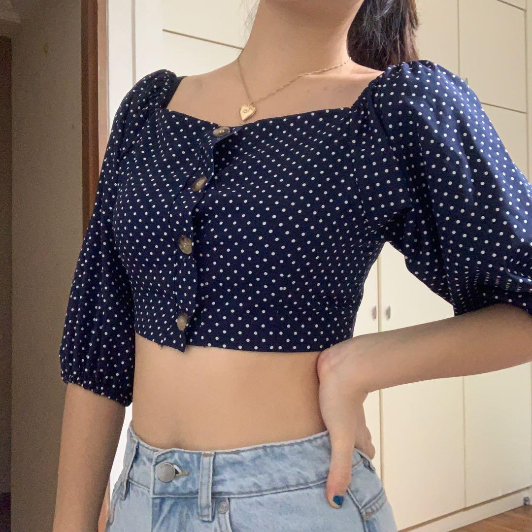 polka dot square neck top