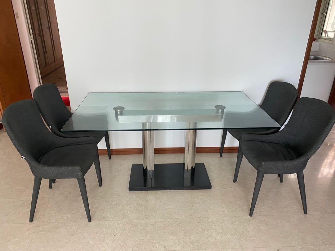 Pl 6 Seater Glass Top Dining Table Furniture Tables Chairs On Carousell