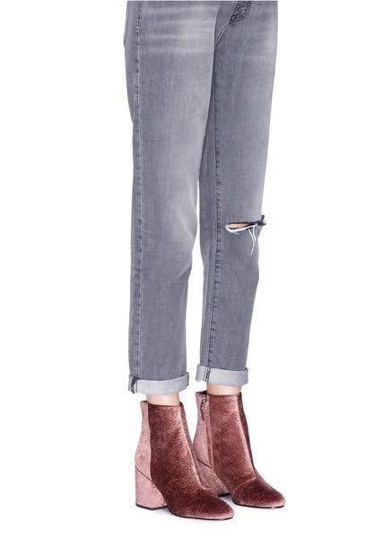 SAM EDELMAN TAYE FLORAL JACQUARD VELVET ANKLE BOOTS