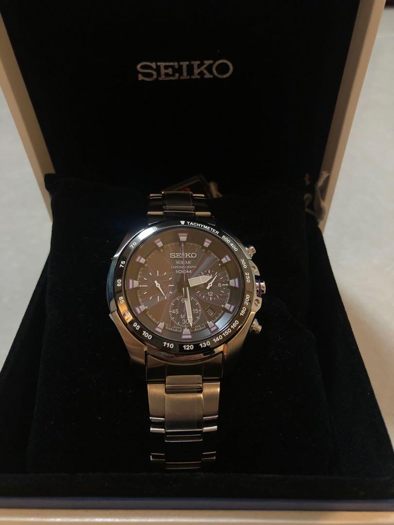 SEIKO Analogue Quartz Solar  1/5 Chronograph, 名牌, 手錶- Carousell