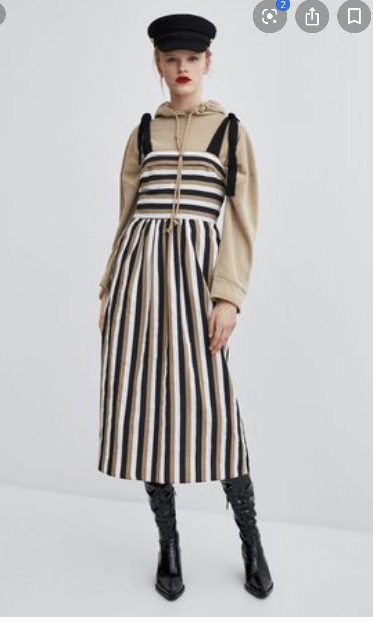zara striped midi dress