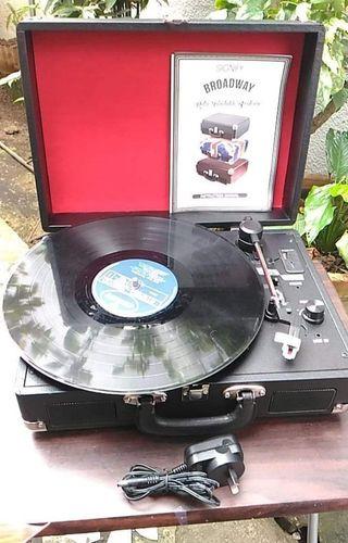 Retro Vintage Classic Style Briefcase Turntable Record Plaka Player with USB SD Card Media Player