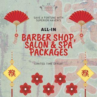 BARBER SHOP PACKAGE WITH CHAIRS / SHAMPOO BOWL / SIGN OR POLE / RAZOR OR CLIPPER / ALSO FOR SALON AND SPA