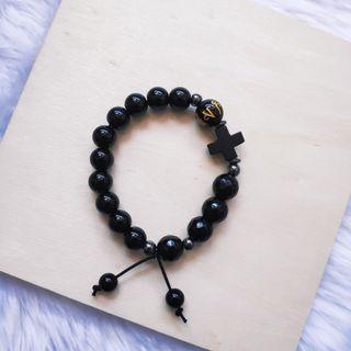 Onyx Rosary Bracelet with Mantra Bead