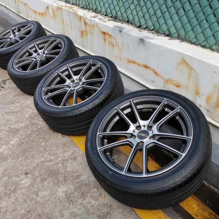 17" 2nd hand rims with bridgestone 225/45R17 tyres (Good Condition