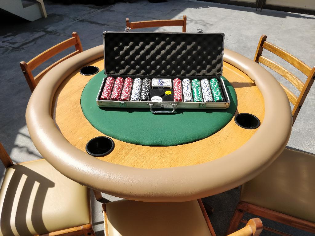 6 Seat Poker Table With Chip Set Home Furniture Furniture Fixtures Tables Chairs On Carousell