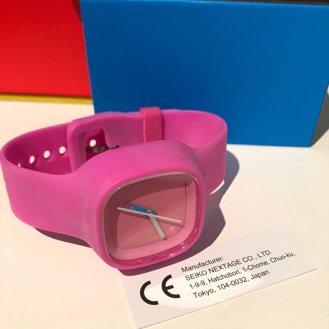 Alessi Watch Unisex AL10014 Kaj Polyurethane Pink Designed by Karim Rashid