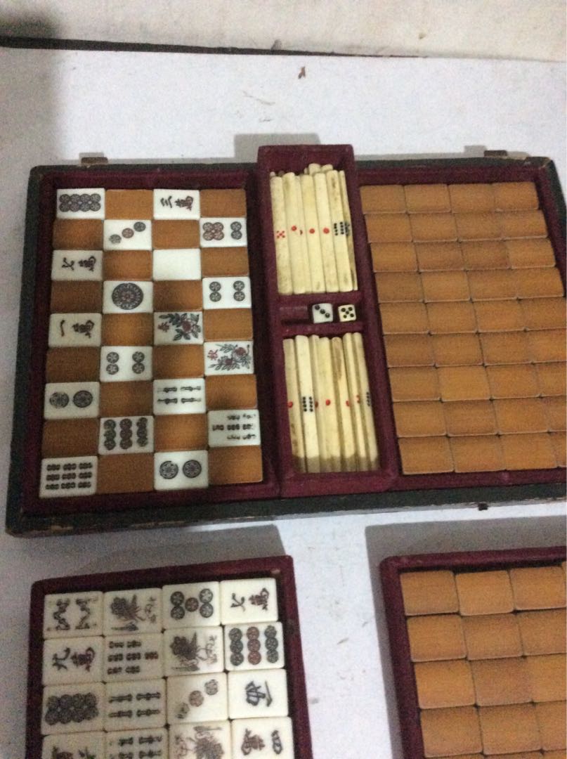 antique miniature MAHJONG set/Complete Tiles/JAPAN