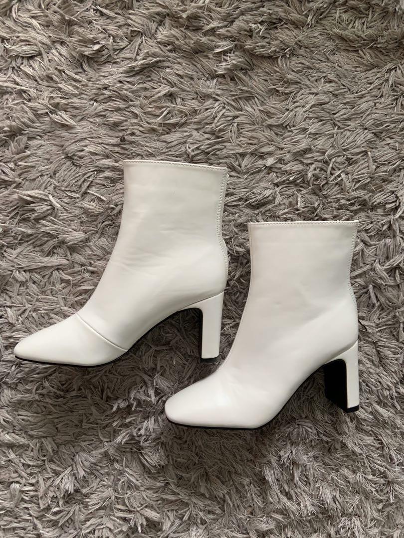 boohoo white ankle boots
