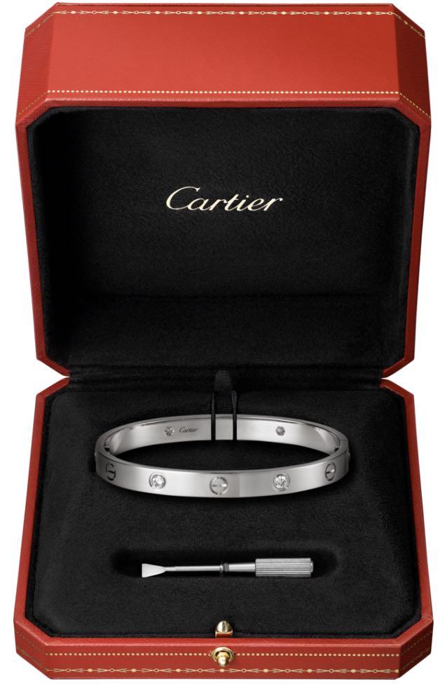 cartier love bracelet 4 diamonds white gold
