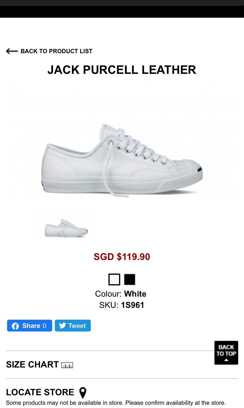 size chart converse jack purcell