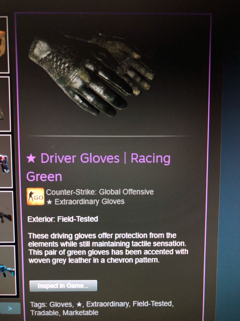 Csgo Skins Driver Gloves Racing Green, Video Gaming, Gaming Accessories, Game Gift Cards